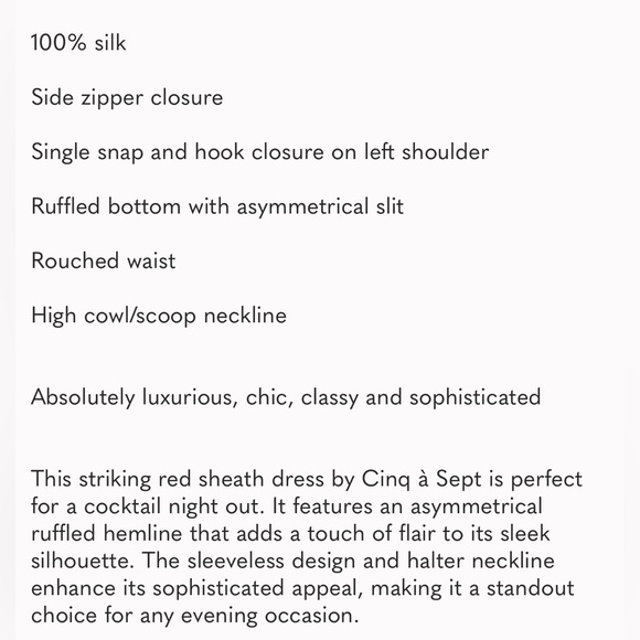 Cinq A Sept Nanon 100% Silk Cowl Neck Red Floral Ruffled Asymmetrical Midi Dress - Picture 7 of 9